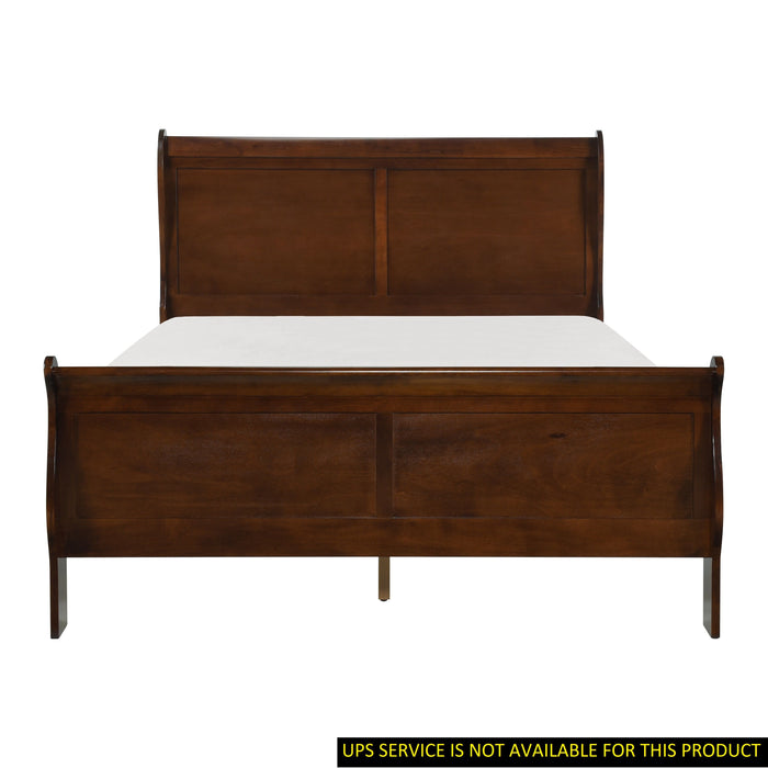 Classic Louis Philipe Style Full Bed Brown Cherry Finish 1 Piece Traditional Design Bedroom Furniture Sleigh Bed