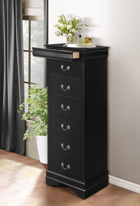 Traditional Design Louis Phillippe Style 1 Piece Lingerie Chest Of 7 X Drawers Black Finish Hidden Drawers Wooden Furniture