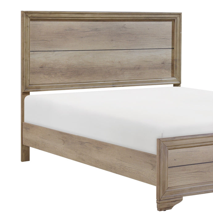 Natural Finish Eastern King Bed 1 Piece Industrial Style Wooden Bedroom Furniture Premium Melamine Laminate