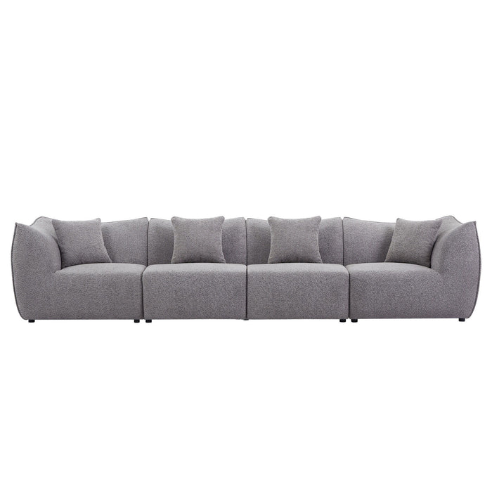 Modular Sectional Couch 4 Seater Sectional Sofa Convertible Comfy Couches For Living Room Apartment, Office - Grey