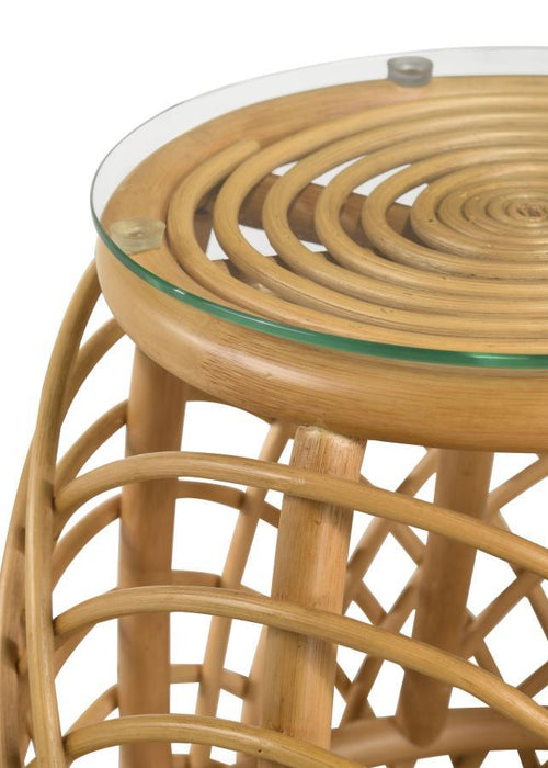 Dahlia - Round Woven Rattan End Table - Natural Unique Piece Furniture