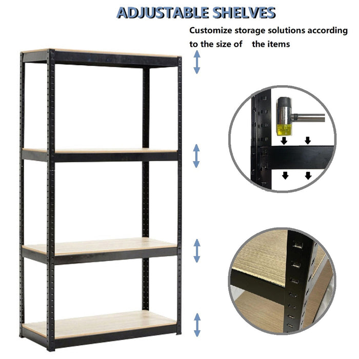 Storage Shelves-4 Tier Adjustable Garage Storage Shelving, Heavy Duty Metal Storage Utility Rack Shelf Unit For Warehouse Pantry Closet Kitchen, 23.6" X 15.7" X 47.2" - Black