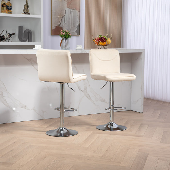Coolmore Bar Stools, Back And Footrest Counter Height Dining Chairs (Set of 2) - Ivory