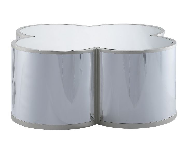 Clover - Coffee Table - Silver & Champagne Finish Unique Piece Furniture