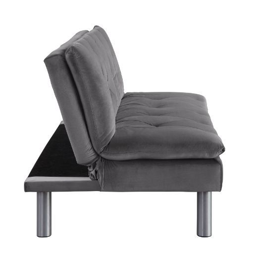 Cilliers - Futon - Gray Velvet & Chrome Finish Unique Piece Furniture