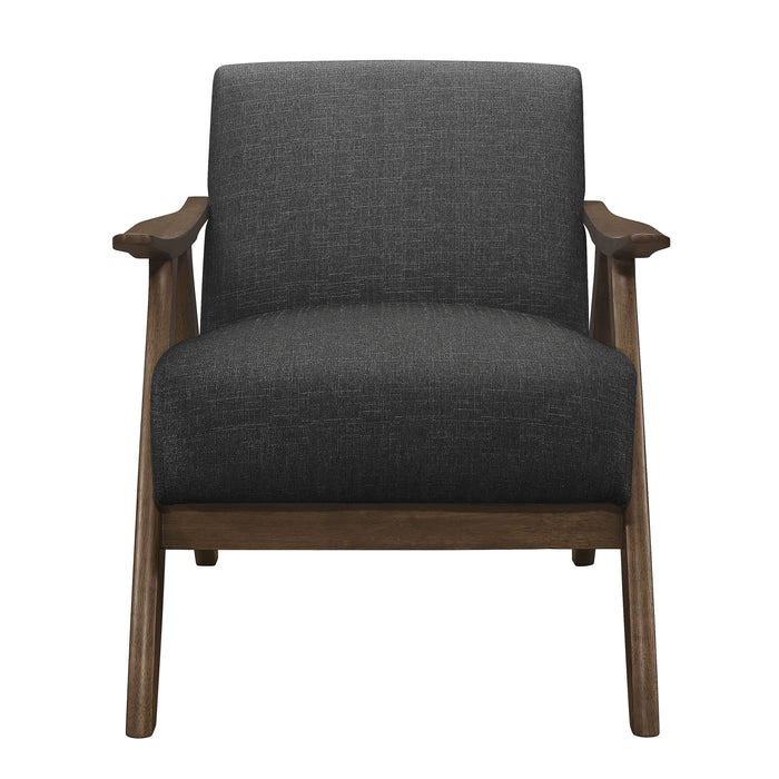 Modern Home Furniture Dark Gray Fabric Upholstered 1 Piece Accent Chair Cushion Back And Seat Walnut Finish Solid Rubber Wood Furniture