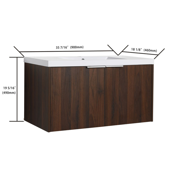 Modern Design 36" Float Mounting Bathroom Vanity With Sink Soft Close Door, 2 Doors - 00636Caw, KD-Packing