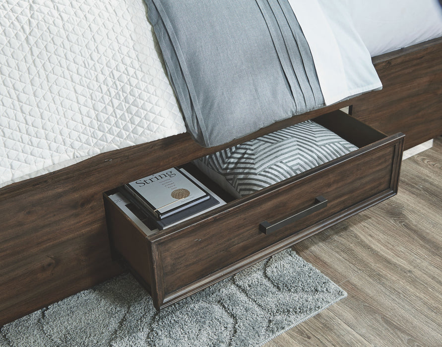 Johurst - Grayish Brown - California King Panel Bed With 4 Storage Drawers