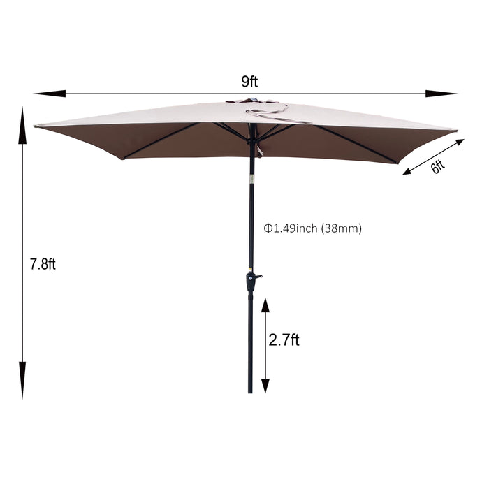 Patio Umbrella Outdoor Waterproof Umbrella With Crank And Push Button Tilt Without Flap For Garden Backyard Pool Swimming Pool