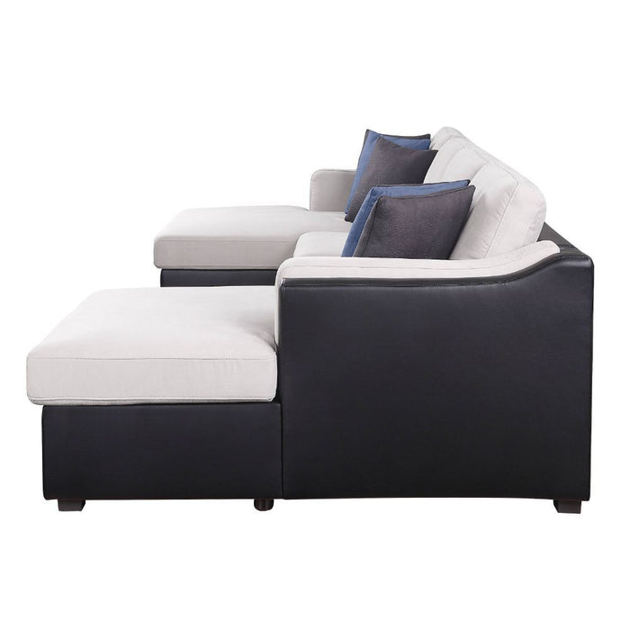Merill - Sectional Sofa - Beige Fabric & Black PU Unique Piece Furniture
