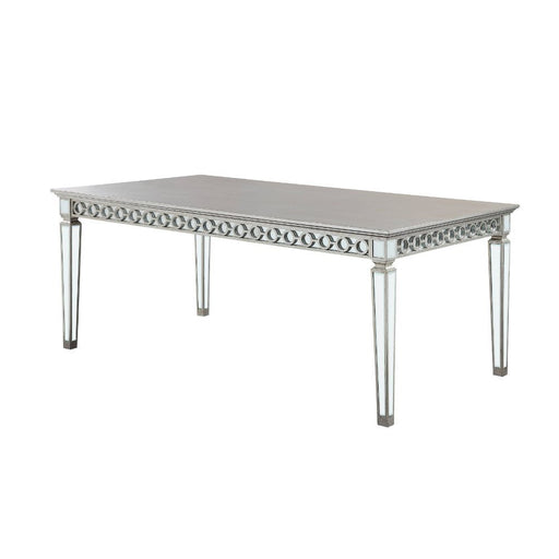 Varian - Dining Table - Mirrored & Antique Platinum - 30" Unique Piece Furniture