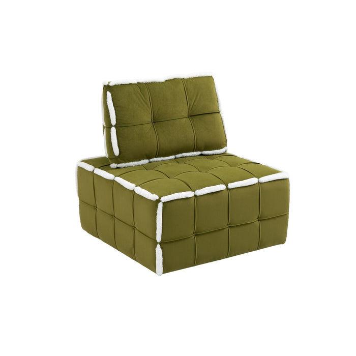 Coolmore Upholstered Deep Seat Armless Accent Single Lazy Sofa Lounge Arm Chair, Comfy Oversized Leisure Barrel Chairs For Living Room / Office / Meetingroom / Aparment / Bedroom Furniture Set - Emerald