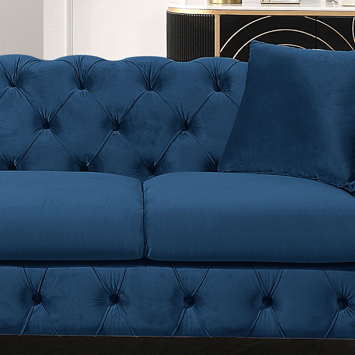 Blue Elegant Velvet Living Room Loveseat, Upholstered Loveseat