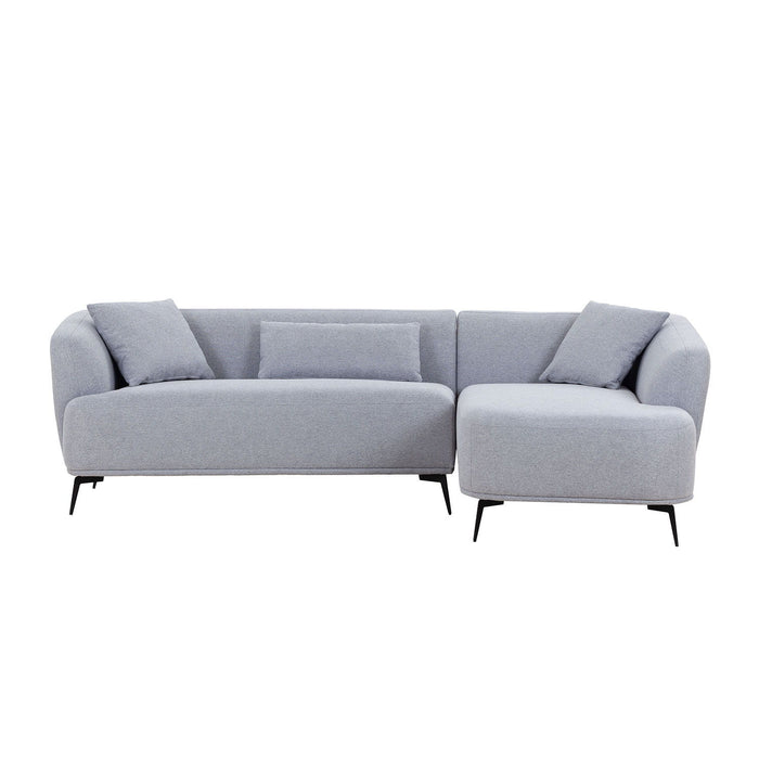 L-Shape Sectional Sofa Couch With Chaise, Metal Legs, Light Gray