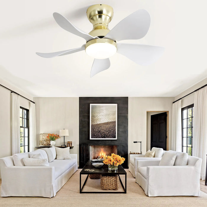 29" Indoor Flush Mount Ceiling Fan With Light Reversible Motor Remote Control