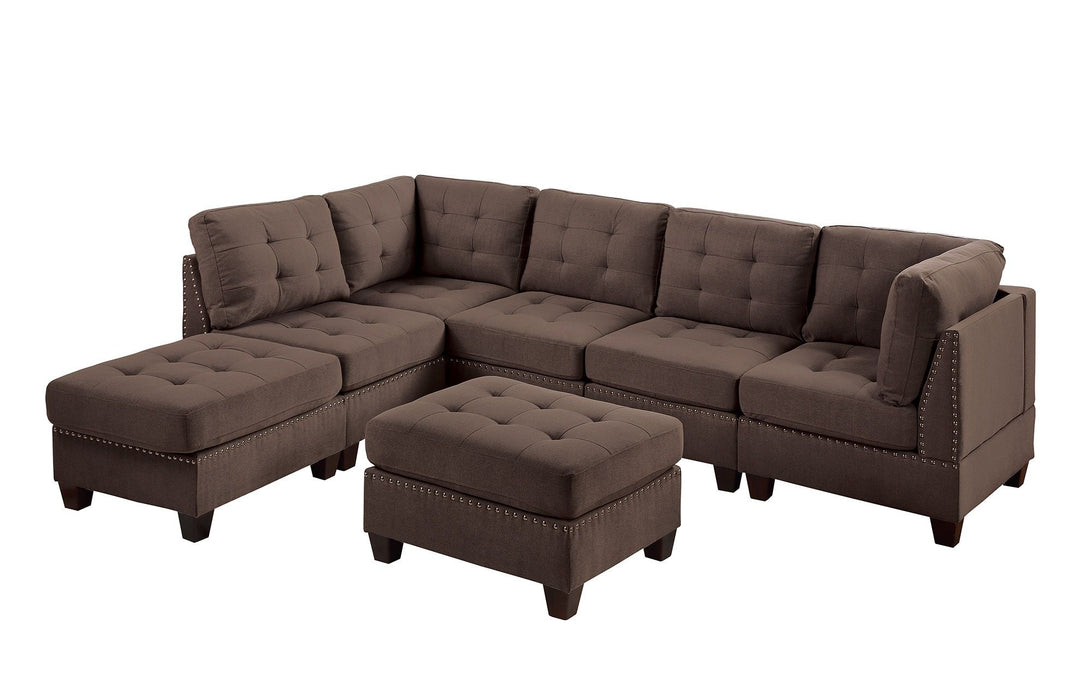 Living Room Furniture Tufted Armless Chair Black Coffee Linen Like Fabric 1 Piece Armless Chair Cushion Nail Heads Wooden Legs