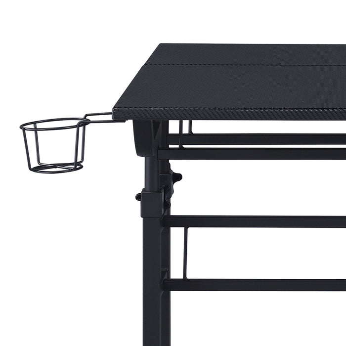 Techni Mobili Rolling Writing Desk With Height Adjustable Desktop And Moveable Shelf, Black