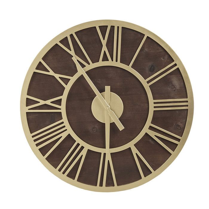 Wood Wall Clock - Brown / Gold