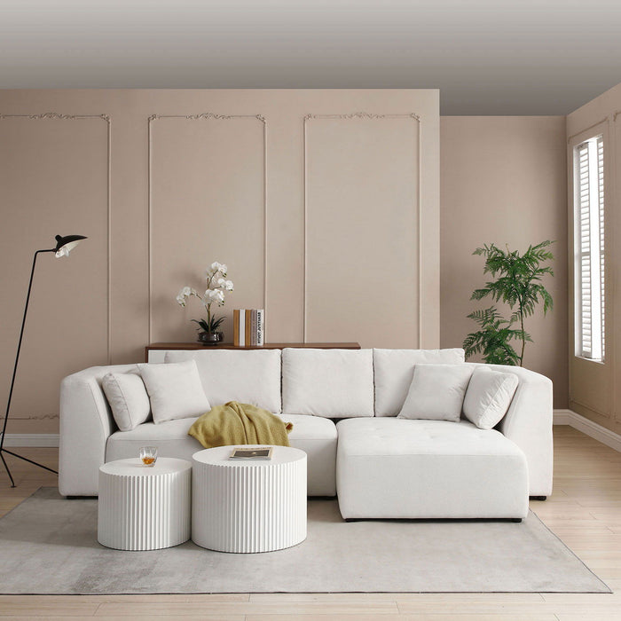 L - Shape Sectional Sofa - Beige (Right - Facing Chaise)
