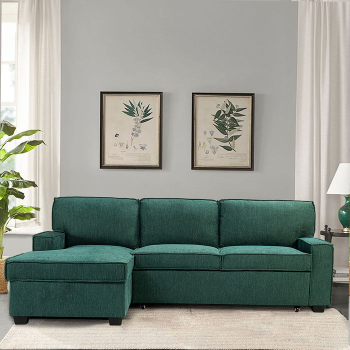Celadon Pull Out Sleeper Sofa & Chaise - Teal
