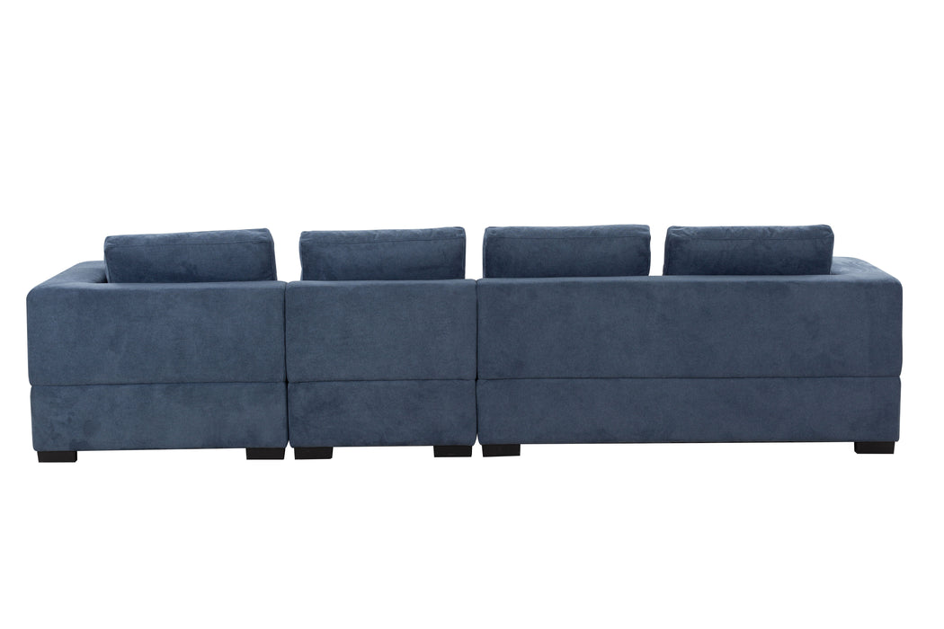 134'' Mid-Century Modern Sofa With Right Chaise For Living Room Sofa, Blue