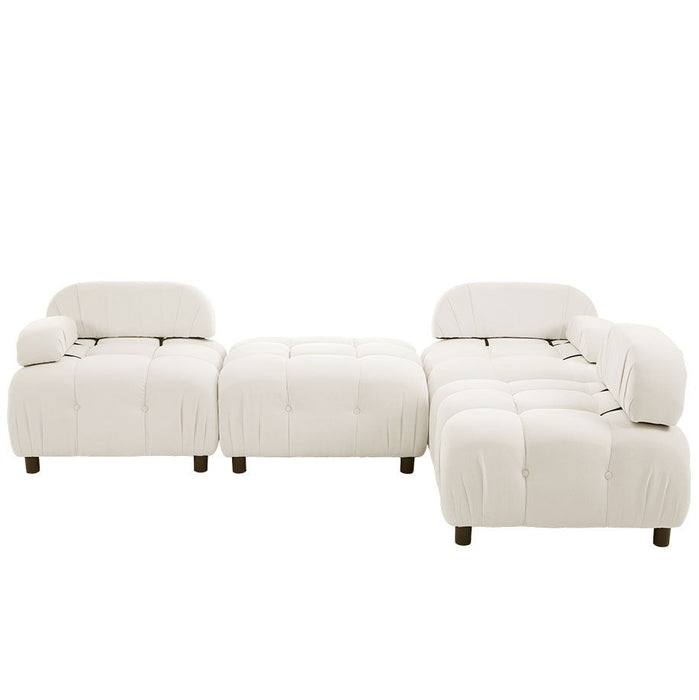 U_Style Upholstery Modular Convertible Sectional Sofa, L Shaped Couch With Reversible Chaise - Beige