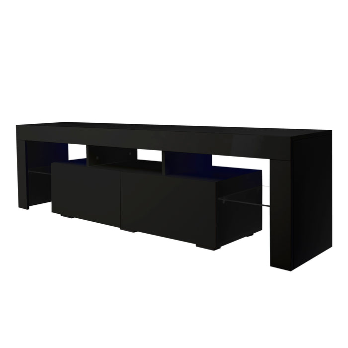 Modern Tv Stand - 20 Colors LED Tv Stand With Remote Control Lights - Black