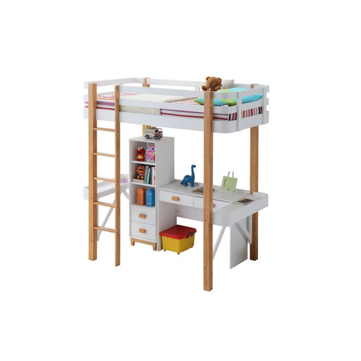 Rutherford - Loft Bed - White & Natural Unique Piece Furniture