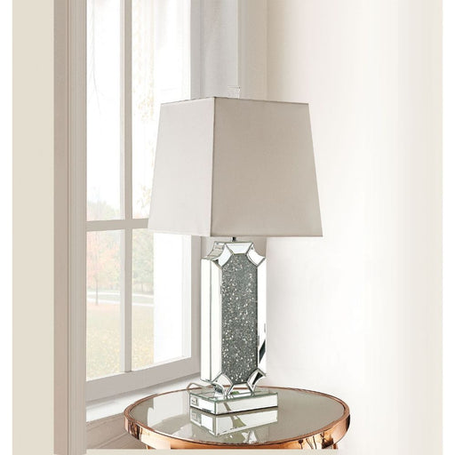 Noralie - Table Lamp - Mirrored & Faux Diamonds - 33" Unique Piece Furniture