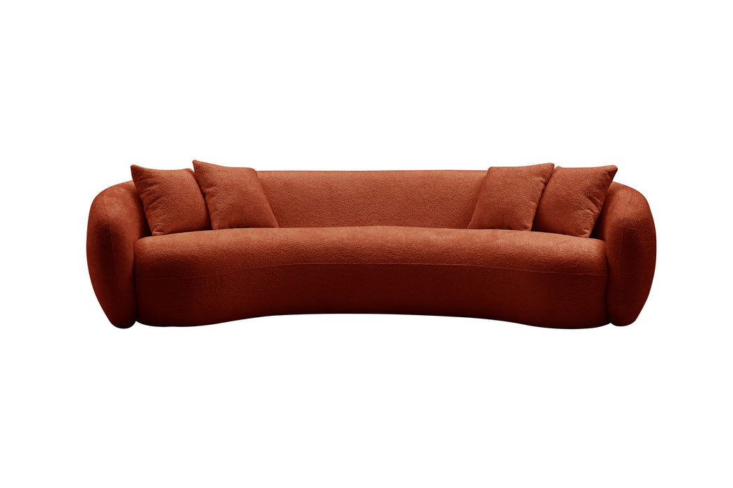 5 - Seater Boucle Sofa Modern Sectional Half Moon Leisure Couch Curved Sofa Teddy Fleece Orange