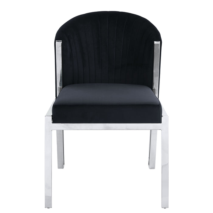 Acme Fallon Side Chair (Set of 2) Black Velvet & Mirrored Silver Finish