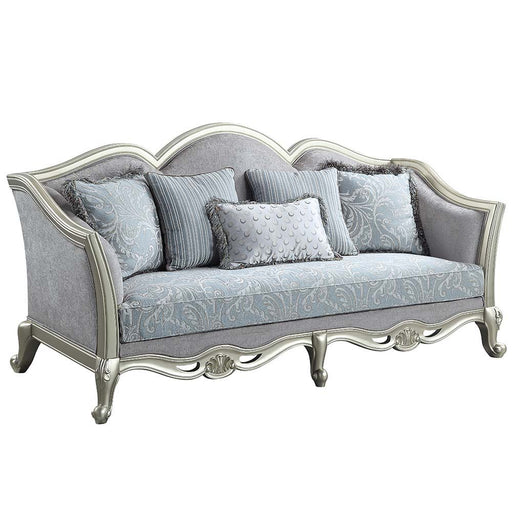 Qunsia - Sofa - Light Gray Linen & Champagne Finish Unique Piece Furniture