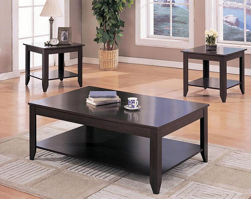 Brooks - 3 Piece Occasional Table Set With Lower Shelf - Cappuccino Unique Piece Furniture