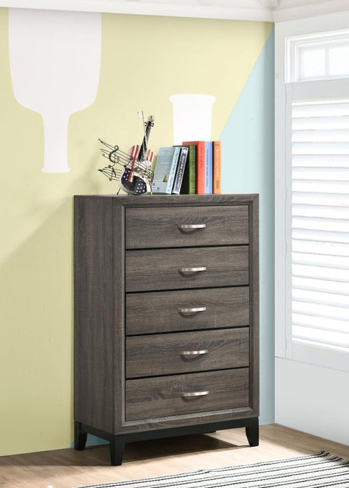 Watson - 5-Drawer Chest - Gray Oak And Black Unique Piece Furniture