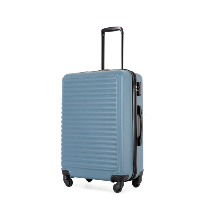 3 Piece Luggage Sets Lightweight Suitcase With Two Hooks, Spinner Wheels - Blue