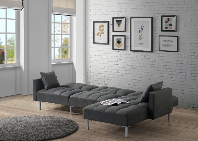 Duzzy - Sectional Sofa - Dark Gray Fabric Unique Piece Furniture