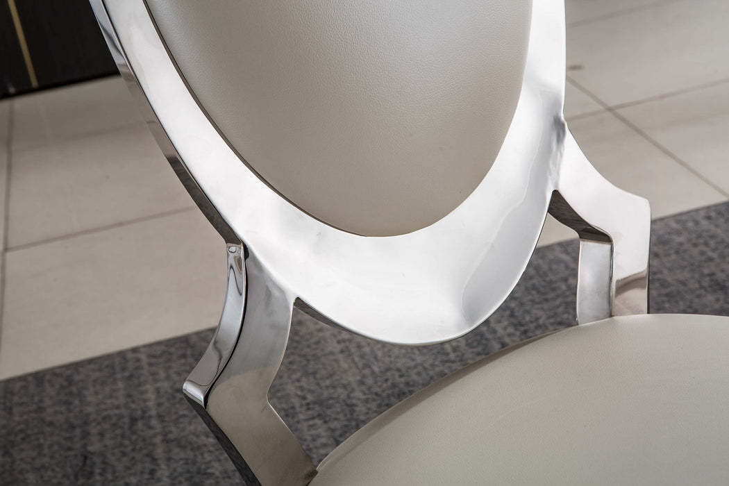Leatherette Dining Chair, Oval Backrest (Set of 2) Steel Legs