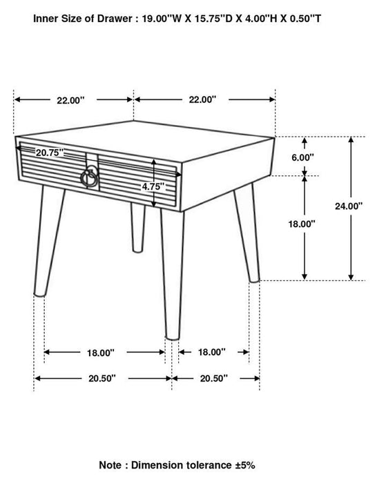 Zabel - Square 1-Drawer End Table - Natural Unique Piece Furniture