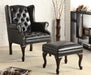Roberts - Button Tufted Back Accent Chair With Ottoman - Black And Espresso Unique Piece Furniture
