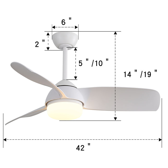 Decorative Ceiling Fan With 6 Speed Remote Control Dimmable Reversible Dc Motor With LED