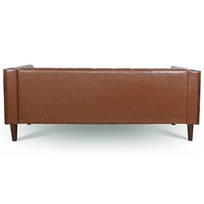 78.74" Wooden Decorated Arm 3 Seater Sofa - Brown