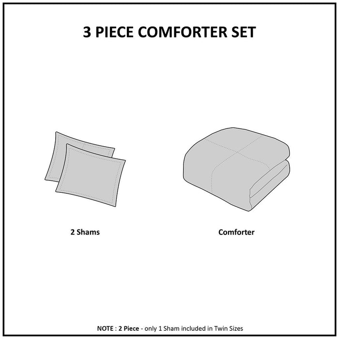 3 Piece Cotton Seersucker Comforter Set