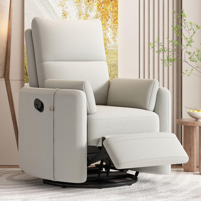 360 Degree Swivel Recliner Theater Recliner Manual Rocker Recliner Chair With Two Removable Pillows For Living Room, Beige