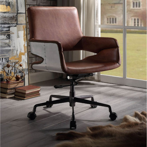 Kamau - Executive Office Chair - Vintage Cocoa Top Grain Leather Unique Piece Furniture