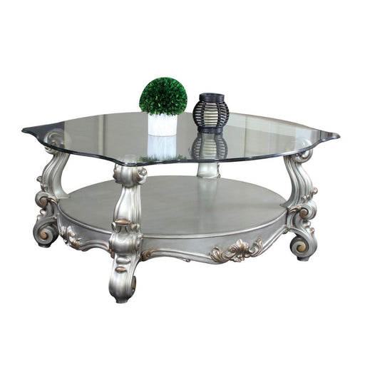 Versailles - Coffee Table - Antique Platinum - & Clear Glass - 22" Unique Piece Furniture