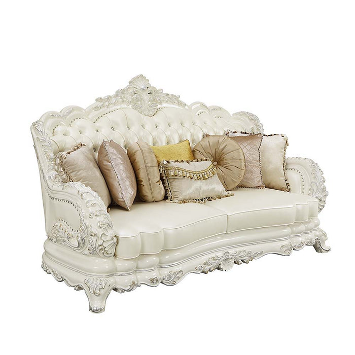 Adara - Sofa - White PU & Antique White Finish Unique Piece Furniture