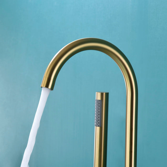 Double Handle Floor Mounted Clawfoot Tub Faucet - Gold