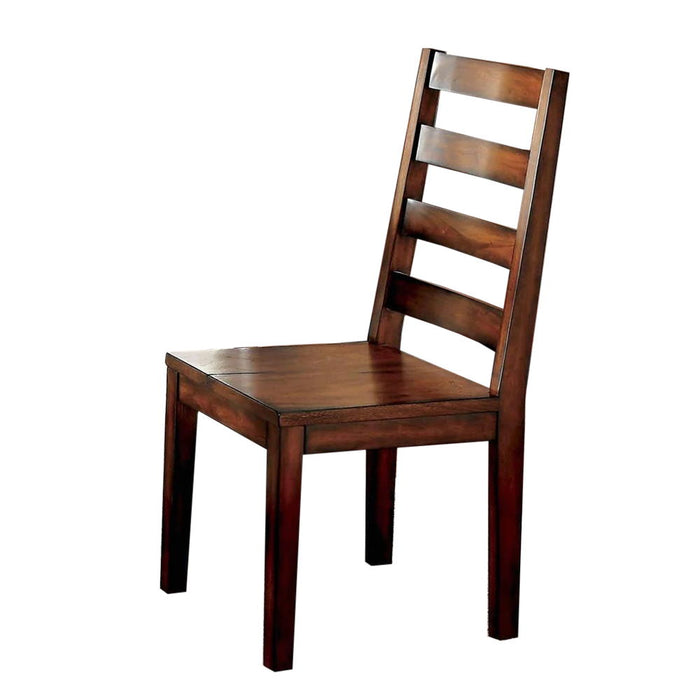 (Set of 2) Wooden Dining Chairs In Tobacco Oak Finish