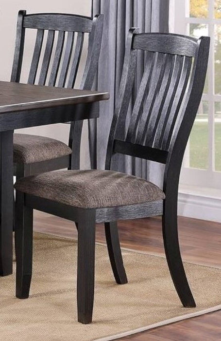 Transitional Dining Room 7 Piece Set Dark Coffee Rubberwood Dining Table Shelf And 6 Side Chairs Fabric Upholstered Seats Unique Back Chairs