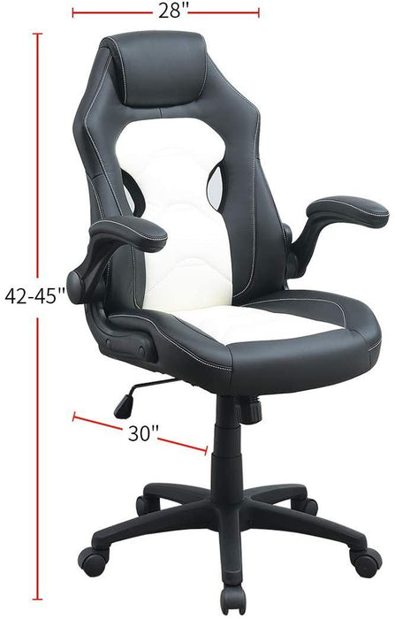 Office Chair Upholstered 1 Piece Comfort Chair Relax Gaming Office Chair Work Black And White Color